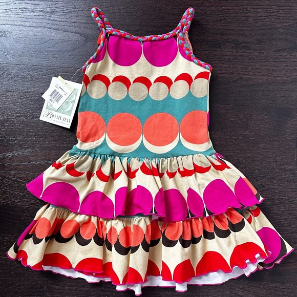 Bonnie Jean Retro Print Dress - Size 4 - Picture 2 of 3